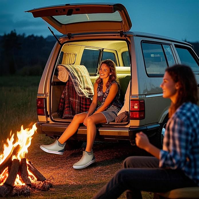 WTW Unisex Rain Boots for Men and Women Waterproof Rubber Fishing Deck Boots Neoprene Boots Slip on Ankle Garden Shoes