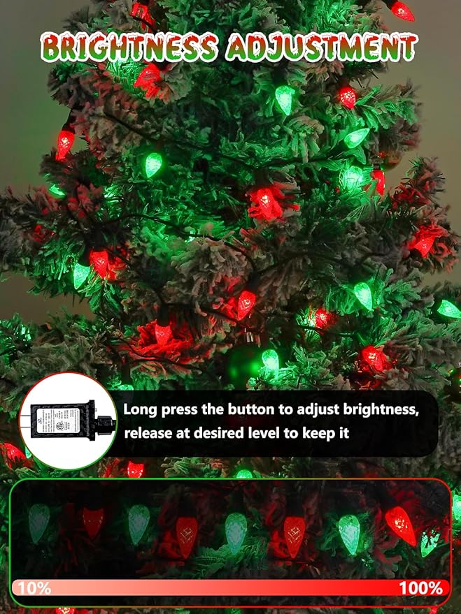 240 LED 78FT C6 Christmas String Lights, Super Long Christmas Lights Outdoor Indoor with 13 Modes & Timer, Waterproof Fairy Twinkle Light Plug in for Tree Garden Party Xmas Decorations (Red & Green)