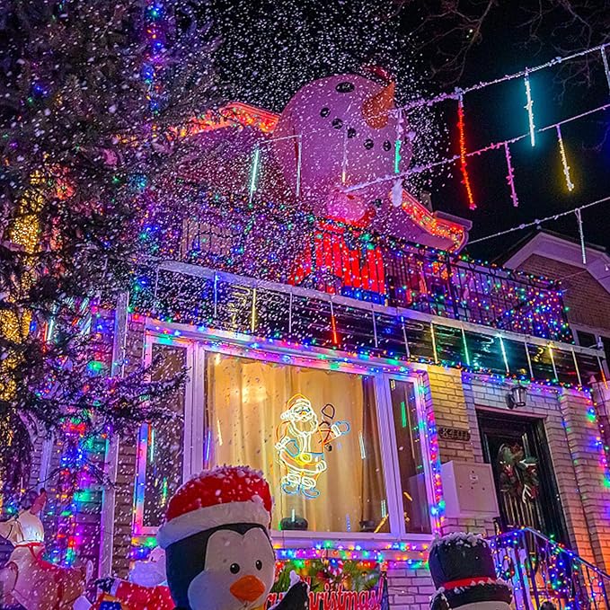 XTF2015 Christmas Outdoor Indoor Lights, 105ft 300 LED End to End Connected 9 Modes Timer Remote Christmas String Lights for Trees, Patio, Garden, Party, Wedding, Holiday (Warm White + Multicolor)