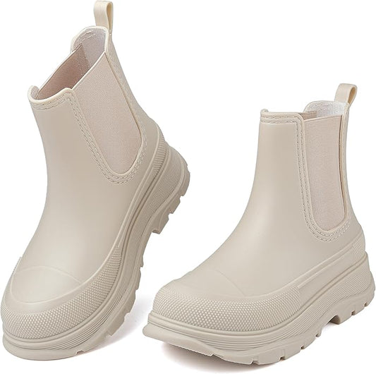 Women's Short Rain Boots Waterproof Slip On Ankle Chelsea Booties
