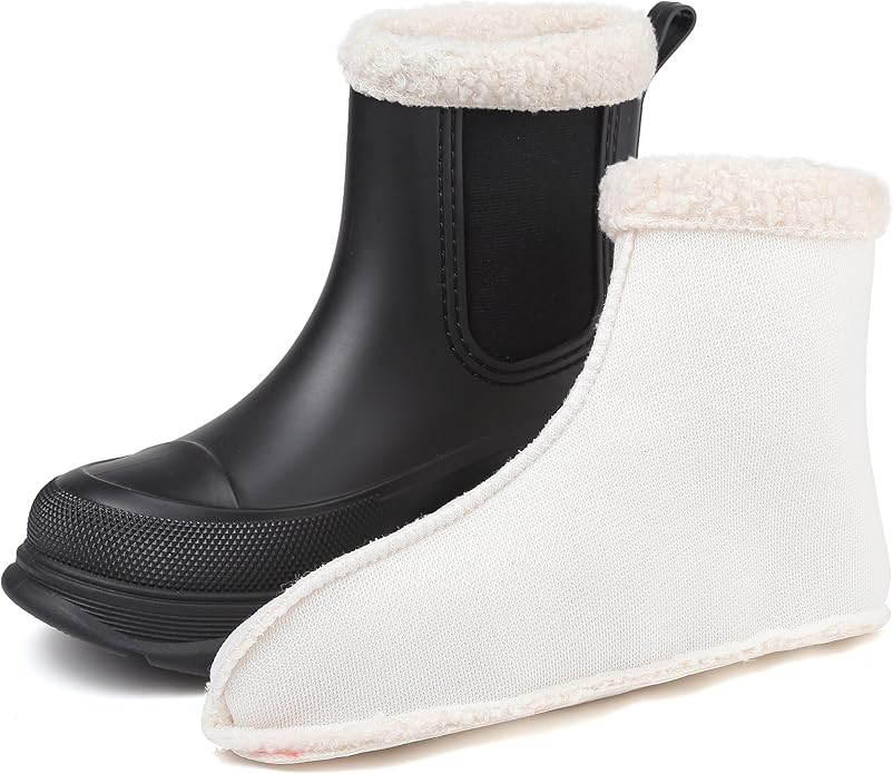 Women's Short Rain Boots Waterproof Slip On Ankle Chelsea Booties