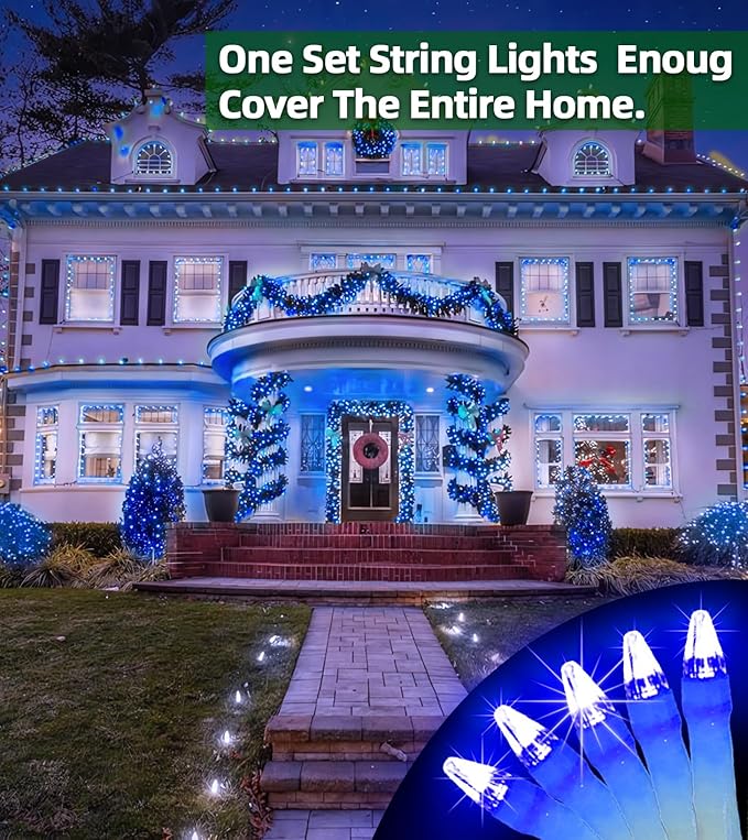 1500 LED Super Long Christmas String Lights, 492FT, Blue, Indoor/Outdoor, LED, Waterproof, Christmas, Holidays