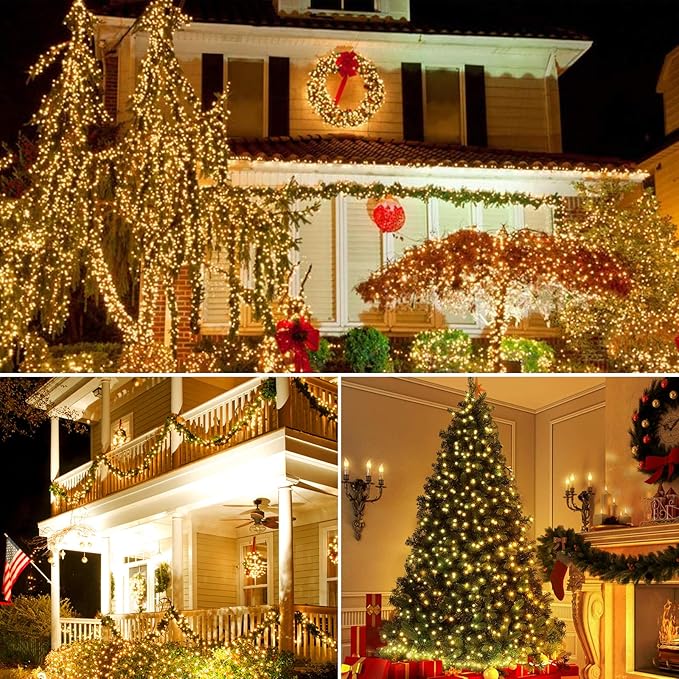 33FT 100LED String Lights,Battery Christmas Music Light Waterproof,Motion Sensor Christmas Lights with 6 Modes for Indoor Outdoor Yard Patio Garden Xmas Tree Decor