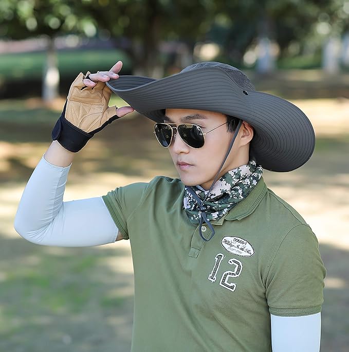 HUAMULAN 6" Super Wide Brim Sun Hats, Men and Women Bucket Hat for Fishing Hiking Garden Lawn Work Safari Camping Outdoor