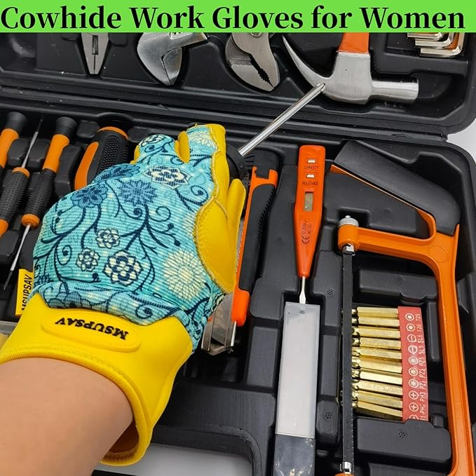 Thorn Proof&Puncture Resistant Gardening Gloves with Grip,Garden Glove for Women, Leather Yard Work Gifts