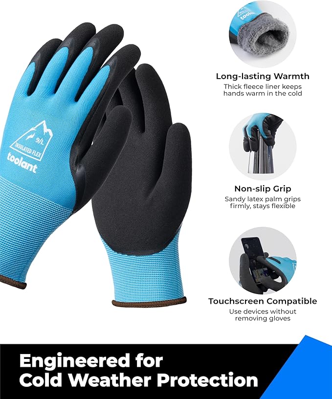toolant Winter Work Gloves for Men & Women, Freezer Gloves with Super Durable & Grip, Insulated Liner for Cold Weather