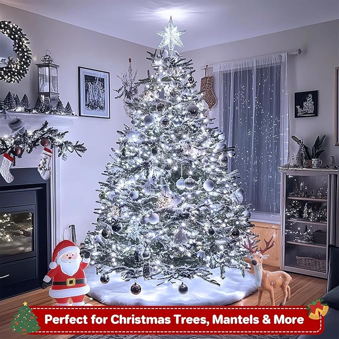 66FT 200 LED Christmas Lights with Timer, Twinkle Fairy Lights String with 8 Flashing Modes String Lights for Indoor Bedroom Outdoor Christmas Trees Garland Wreath Holiday Decorations, Cool White