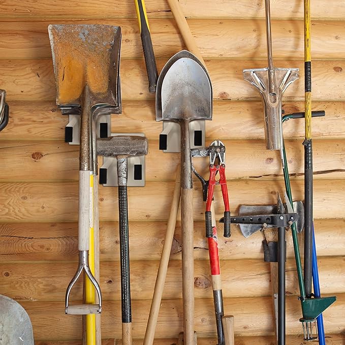 Zonon 2 Pcs Extra Wide Wall Mounted Tool Rack for Trimmers Blowers and Stepladders Heavy Duty Powder Coated Steel Storage Organizer for Garage Shed Workshop Tool Holder