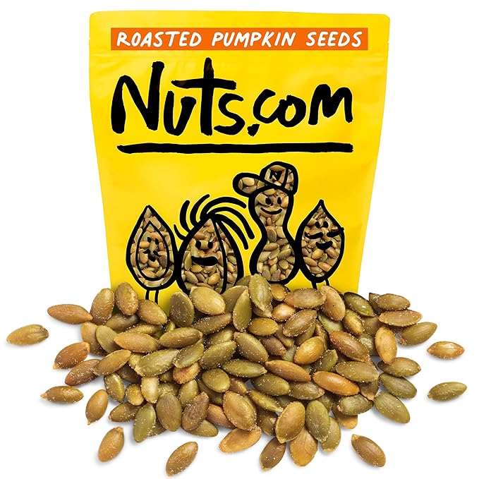 Nuts.com – Roasted Pumpkin Seeds – 2 Lb Bag, Salted No Shell Pumpkin Seeds, Healthy Snack for Adults & Kids, Rich in Protein, Fiber, Calcium & Potassium – Keto Friendly, Vegan, Gluten-Free & Kosher Pareve