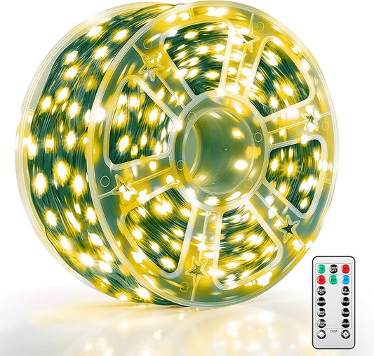 Mlambert 1200 LED Christmas Lights 394FT, Outdoor Waterproof Dimmable Fairy Lights with Remote, 8 Modes Indoor Lighting for Holiday Décor, Warm White