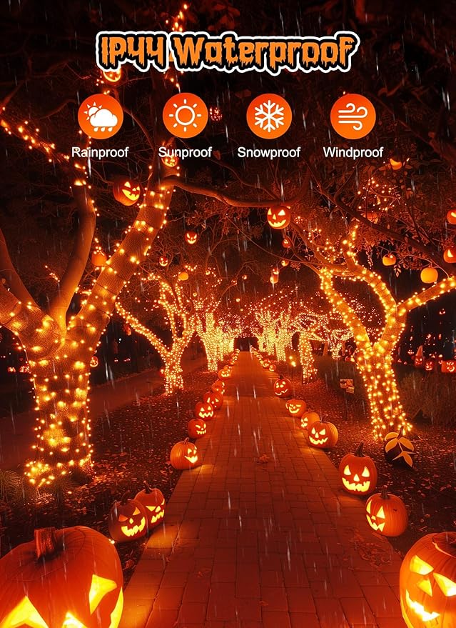 Halloween Decorations Orange Lights Indoor, 100 LED 39 FT Twinkle String Lights USB Powered with 8 Modes, Orange Light with Remote for House Window Holiday Party Xmas Halloween Decor