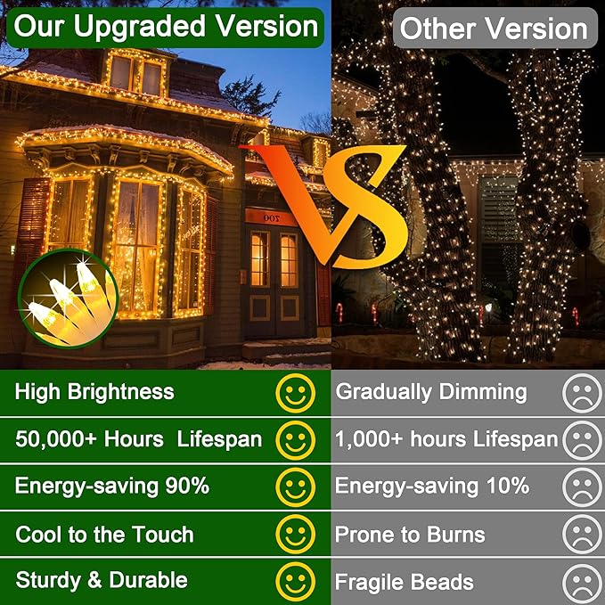 200 LED 66ft Christmas String Lights Indoor Outdoor, 8 Modes Christmas Fairy Lights with Timer & Momory, IP44 Waterproof Christmas Tree Lights for Xmas Patio Yard Fence Balcony Garden (Warm White)