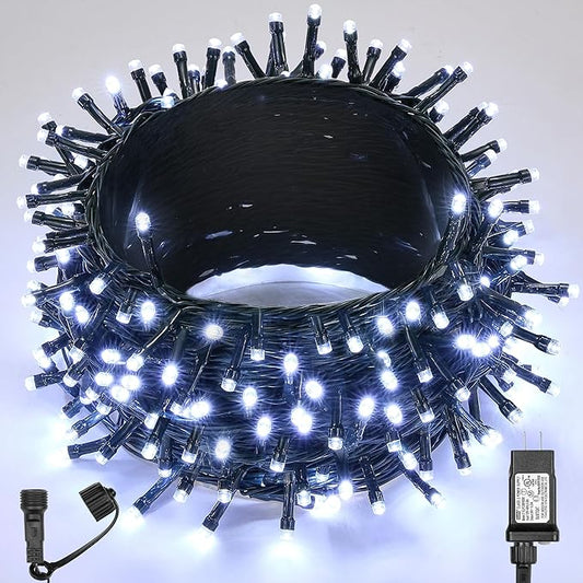 WBao Christmas Lights Indoor Outdoor 300LED 108ft, Super Bright LED Christmas String Lights with UL Certified, 8 Modes, Timer, Connectable & Waterproof for Trees, Patio, Xmas Party Decor, Cool White