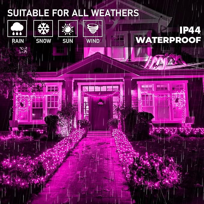 500 LED Pink Christmas Lights,164 FT Outdoor Fairy Lights Plug in, Pink String Lights with 8 Twinkle Modes for Indoor Outdoor Bedroom, Yard, Wedding, Valentines Day Decoration