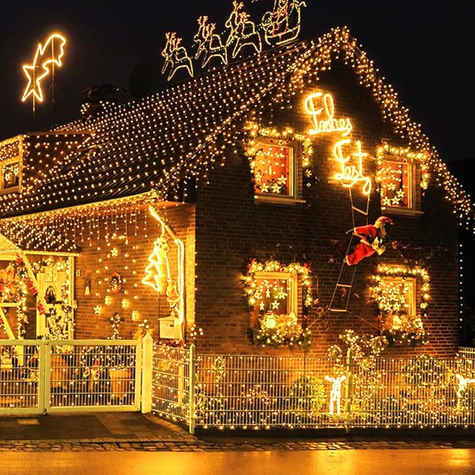 Christmas Lights 105ft 300 LED Battery String Lights with Timer Memory Function or Battery Powered Waterproof String Light for Indoor Outdoor Decoration