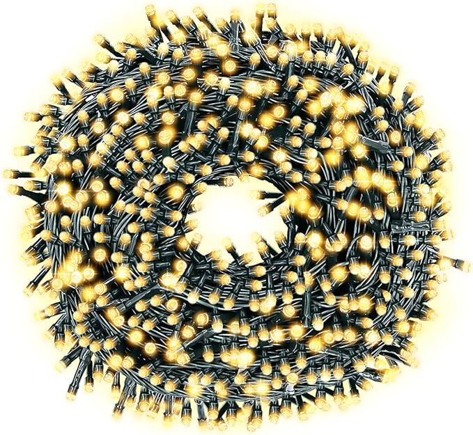 Decute 800LED 272ft Christmas String Lights UL Certified 8 Modes, Waterproof Outdoor Indoor Twinkle Starry Light for Christmas Tree Patio Garden Party Decor Warm White