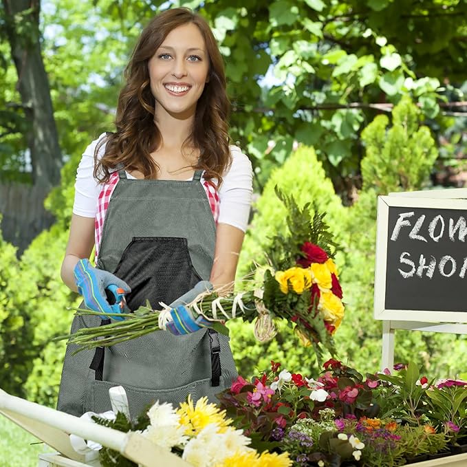 Gardening Apron, Garden Apron with Quick Release Pockets,Water Resistant Oxford with Adjustment Cross Strap,Farm Work