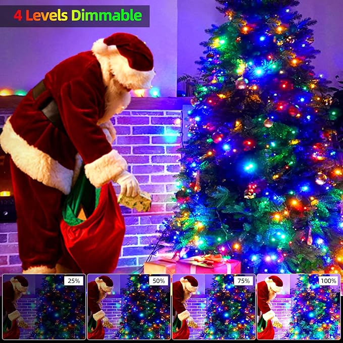 262FT 800 LED Color Changing Christmas Lights Outdoor Indoor, Warm White Multicolor Christmas Tree Lights, Waterproof Fairy String Light Timer Remote, 11 Lighting Modes