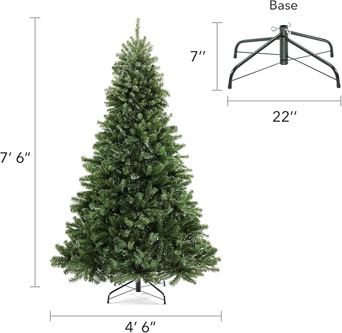 Casafield 7.5FT Realistic Green Spruce Artificial Holiday Christmas Tree with Sturdy Metal Stand