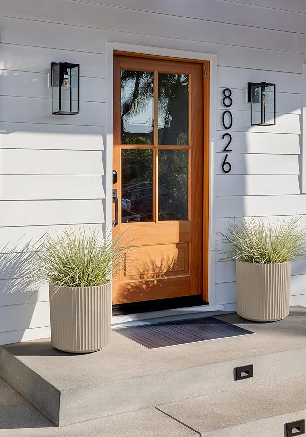 Veradek Demi Planter for Indoor/Outdoor Use | Made from Plastic & Concrete w/Drainage Holes | Modern Décor for Trees, Tall Plants, Flowers