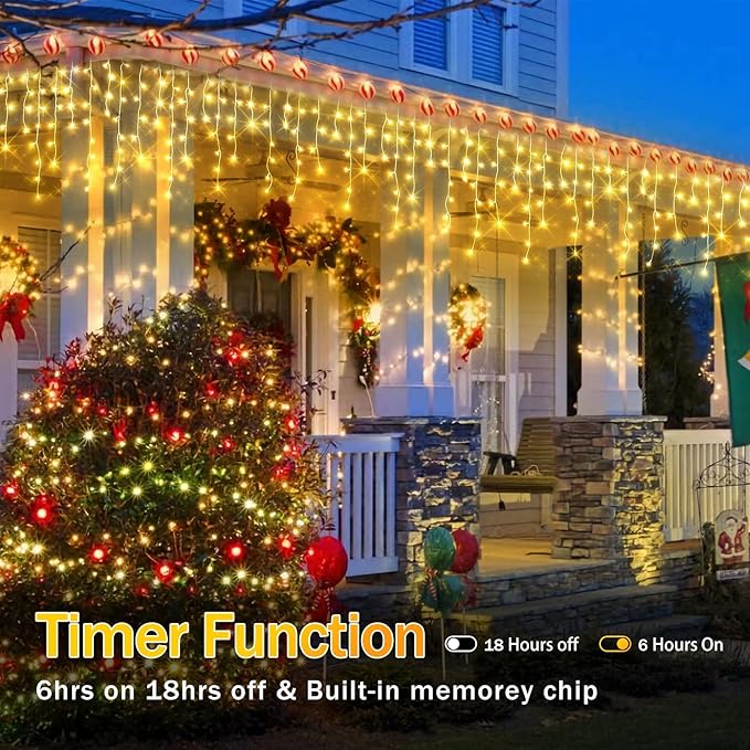 164FT Christmas Lights Outdoor Decorations 1512LED Fairy String Light 12 Lighting Modes with Timer Memory Waterproof Christmas Light for Yard Roof Party Holiday Wedding Garden Decor