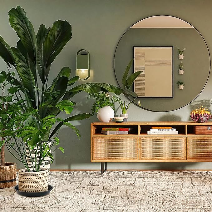 Plant Saucer 18 Inch, Heavy Duty Plant Tray for Pots, Plastic Pot Saucers for Plants, Large Drip Trays for Potted Plants, Round Water Tray for Indoors