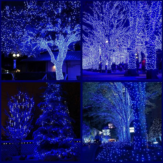 YULETIME 200 Count Blue LED Christmas Lights, 66 Feet Green Wire UL Certified Commercial Grade Holiday String Light Set (Blue)