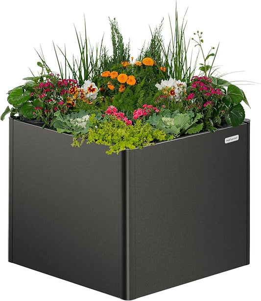 Vego garden 32" Extra Tall Raised Garden Bed, 42" x 42" Modern Raised Garden Beds Kit, Metal Planter Box for Vegetables Flowers Fruits, Urban Charcoal
