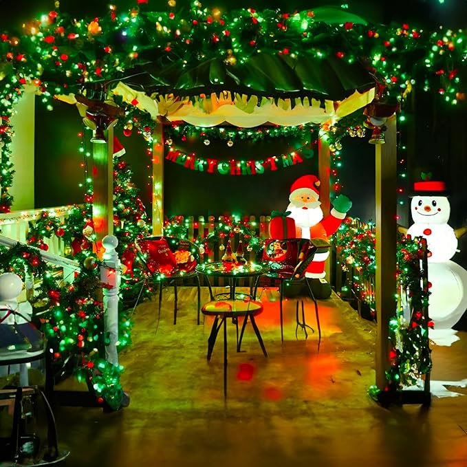 TW SHINE Red and Green Christmas Lights, 1000 LED 328FT Christmas Tree Lights Plug in with 8 Modes, Remote Waterproof Xmas String Lights Outdoor Indoor Decorations for House Yard Decor, ‎HB-500CO