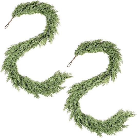 WBHome 2PCS Real Touch Pinus Garland for Christmas Holiday Seasonal Outdoor/Indoor Home Decor, 6FT Long