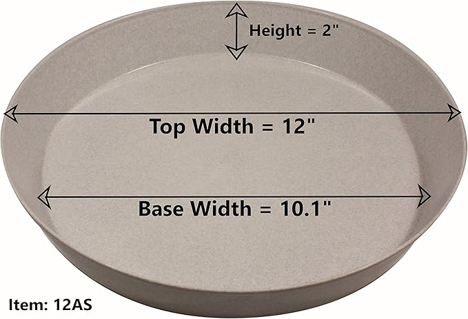 12 Inch (10.1 Inch Base) Case of 10 Plant Saucer - Black Polypropylene,Heavy Duty Indoor/Outdoor Tray and Drip Pan,Collects Flower Pot Excess Water Made in USA
