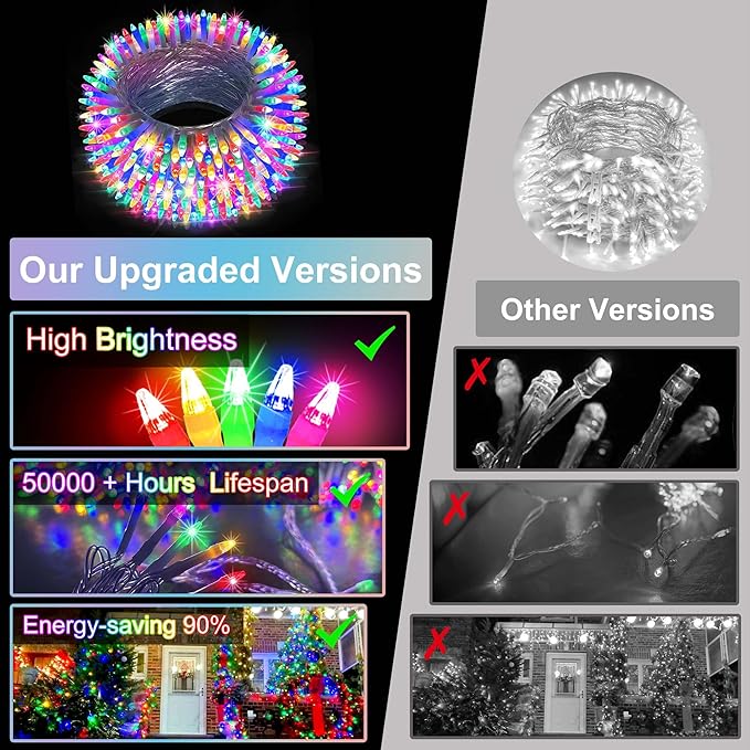 1500LED Christmas Lights Outdoor Use, 470ft 12 Modes Multicolor LED String Lights with Timer Dimmable, Waterproof Christmas Tree Lights for Halloween Xmas Patio Balcony Garden Decor Multicolor