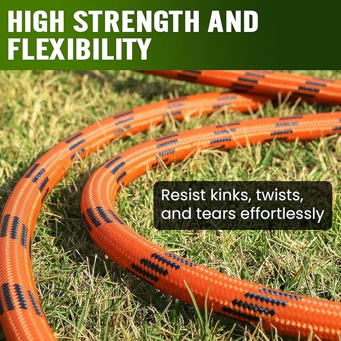 Garden Hose 50 ft, Water Hose Heavy Duty, Flexible Lightweight Non-Expanding Hose with 10 Function Sprayer, Leak-Proof, Burst-Resistant, High-Pressure, Anti-Kink for Yard and Outdoor
