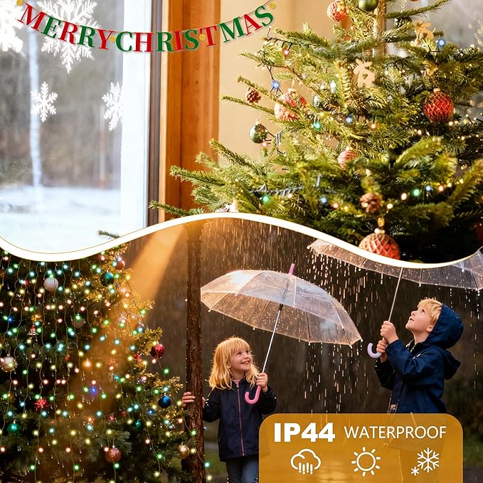 Christmas Tree Lights - 400 LEDs 9.8FT x 16 String Lights with Memory Function & 8 Modes, Fairy Lights with Remote Control & Timer for Christmas Tree Decorations - Multicolor