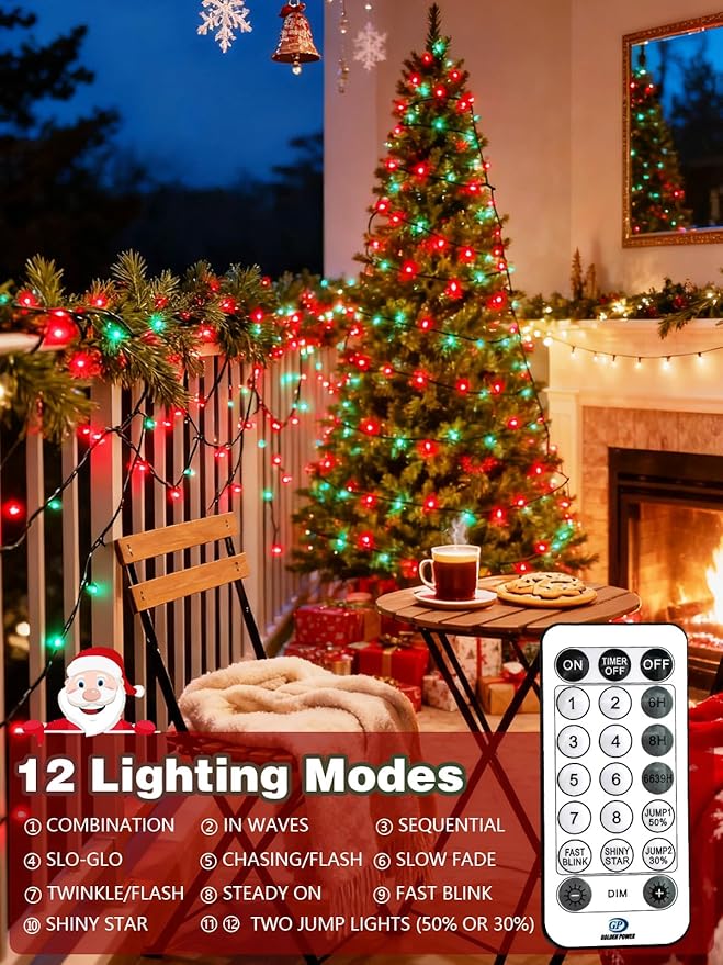 Voice Controlled Christmas Lights with Remote, 99 FT 300 LED String Lights Indoor Outdoor with 12 Modes 3 Timers, Dimmable Twinkle Light Plug in Waterproof for Xmas Tree Party Decor, Red and Green