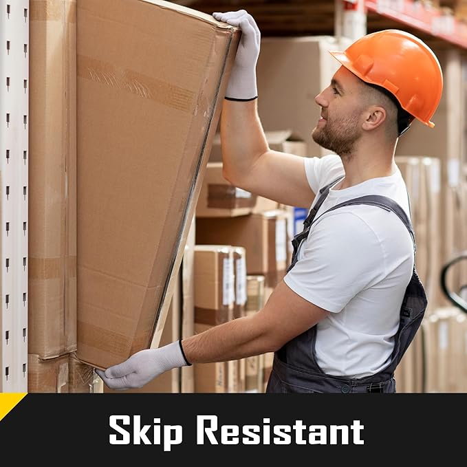 COOLJOB 12/60 Pairs Cotton Work Gloves with Non-Slip Grip Dots, Breathable Lightweight Gloves for Construction Gardening