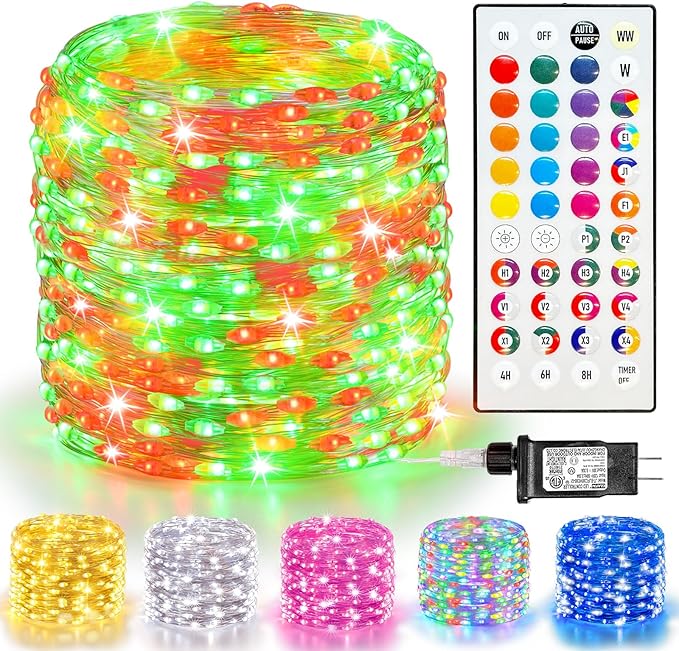 LitHome 300LED 99FT Christmas Led Fairy Lights Plug in, Color Changing Christmas Fairy Lights with Remote, 9 Modes Led String Lights Indoor Dimmable, Fairy String Lights for Xmas Home Party Decor