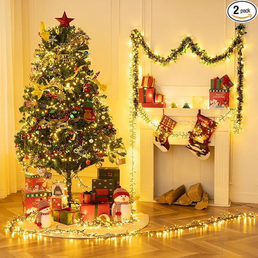 1000 LED Amount of Christmas Tree Lights Decorations with Remote, Waterproof Plug in Cluster Lights Christmas for Outdoor Indoor,Warm White 2Packs