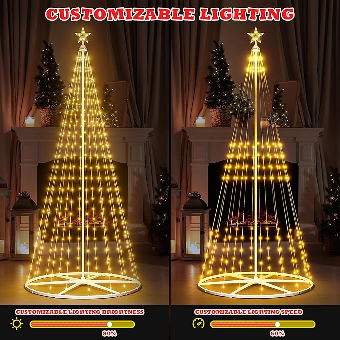 7.5FT Smart Christmas Cone Tree,LED Outdoor Christmas Tree with Music Sync, Remote & APP Control, Million Colors DIY Artificial Cone Trees Christmas Decor for Indoor Outdoor