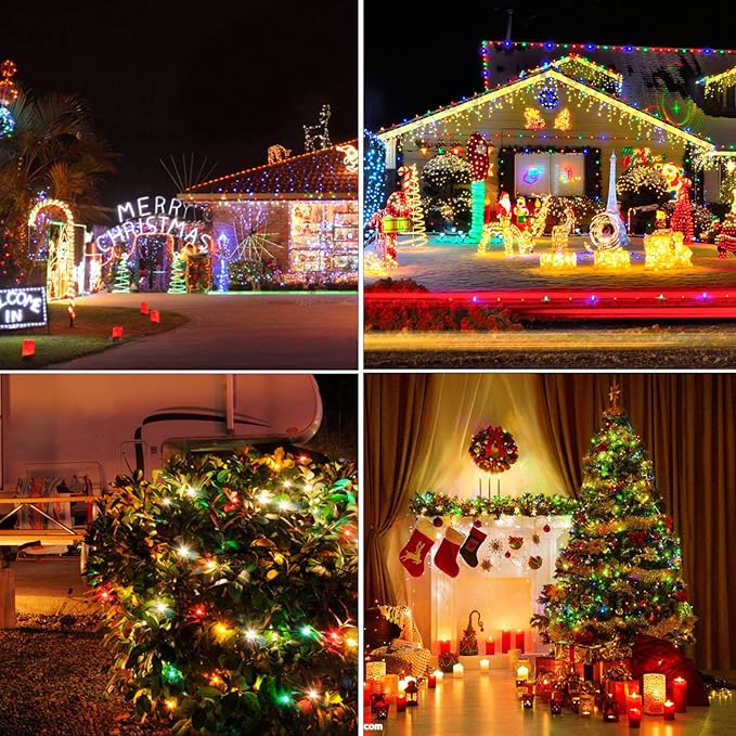 Christmas Lights 33ft 100 LED Battery String Lights with Timer Memory Function USB or Battery Powered Waterproof String Lights for Indoor Outdoor Decoration