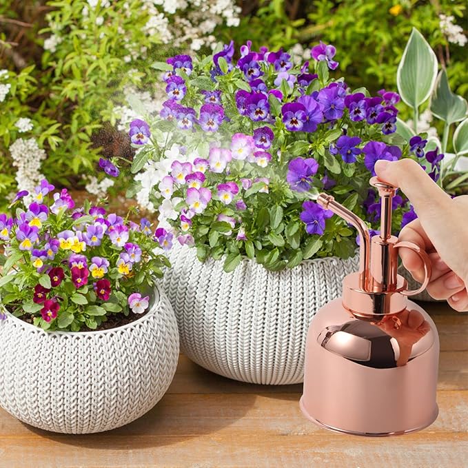 Plant Mister Spray Bottle, Metal Stainless Steel Plant Sprayer Mister, Small Watering Can Plant Spritzer with Top Pump for Indoor House Air Plants Succulents Outdoor Garden Decorative(Rose Gold)