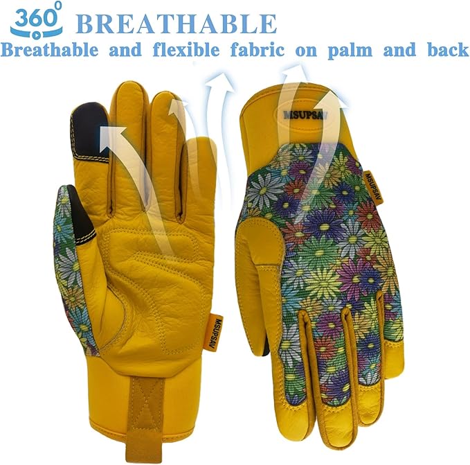 Thorn Proof&Puncture Resistant Gardening Gloves with Grip,Garden Glove for Women, Leather Yard Work Gifts