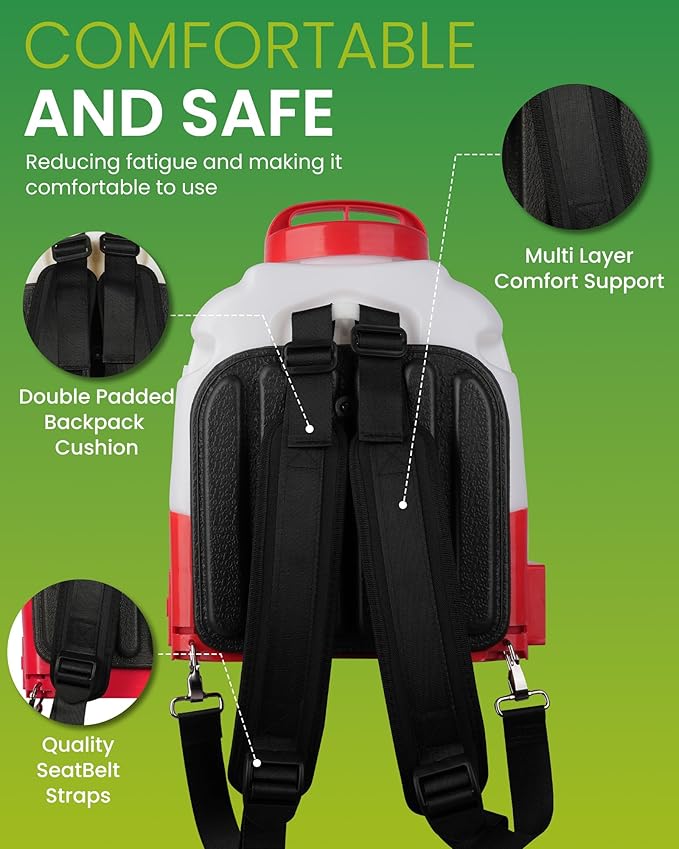 Battery Powered Backpack Sprayer 3.2 Gallon, CENCANON 100 PSI Electric Graden Sprayer Works with 12V Battery, Weed Yard Sprayer with Telescopic Wand, 6 Nozzles, 4 Ah Battery & Charger Included