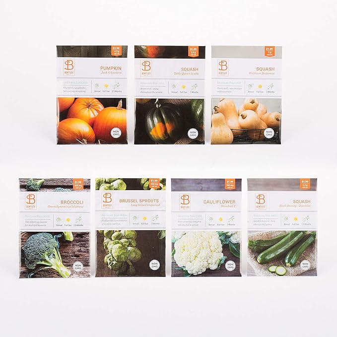 Seed Starter Kit – Harvest Garden | Non-GMO | Heirloom Seed Packets | Natural Wood Row Markers | Sustainable Healthy Living | Thanksgiving Garden | Fall Harvest