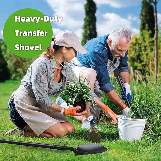 43.7Inches Small Spade Trench Shovel with Heavy Duty Steel Handle Garden Tools, Small Shovel for Digging Gardening Camping Yardwork Car, Black