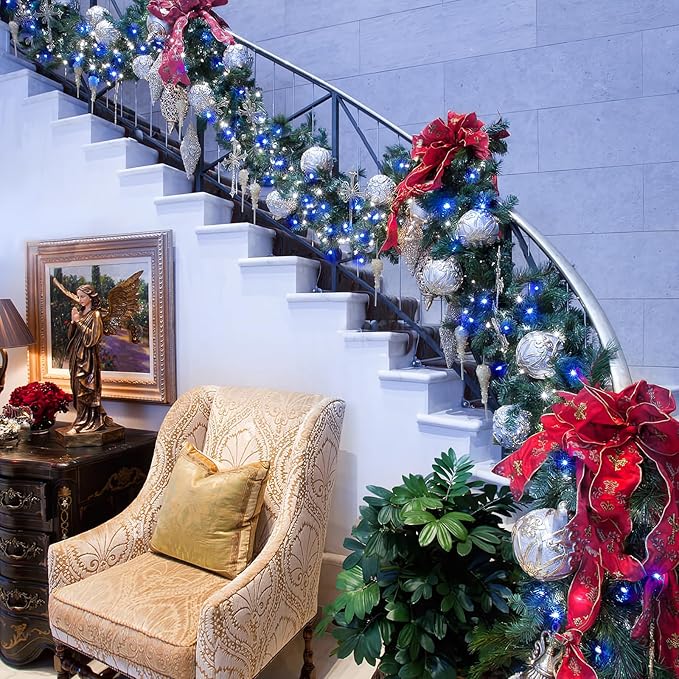 JMEXSUSS 66ft 200 LED Blue and White Christmas Lights, Outdoor Christmas String Lights Plug in, Expandable Christmas Lights for Tree Outside Party Home Decorations, EXS-S-0200