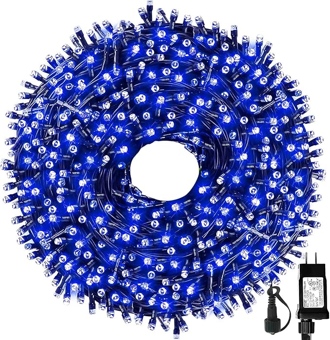 105FT 300LEDs Christmas Lights Outdoor Indoor 8 Modes for Christmas Tree Party Decoration, 100% UL Listed (Blue, 105 FT)