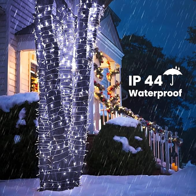 338Ft Christmas Lights Outdoor, 1000 LED Christmas String Lights with 8 Modes, Timer, Waterproof Fairy Twinkle Lights for Party, Garden, Wedding, Holiday, Weddings, Xmas Tree Decorations (Cool White)