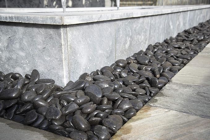 MSI Decorative Polished Black Pebbles, 1.2 inch - 2 inch, 40 lb. Bag(Pallet/ 55 Bags)