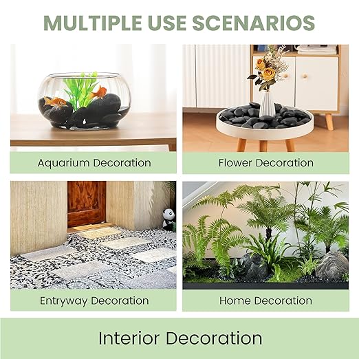 SIDONG 10 lbs Black River Rocks, 1.5-2.5 Inches Polished Pebbles for Indoor Plants, Aquarium Rocks Used in Fish Tank, Decorative Stones for Plants, Vases, Home Décor, Crafting, Garden Landscaping